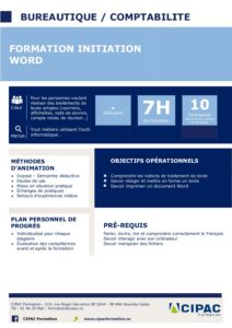 Formation word débutant