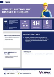 PROGRAMME QHSE SENSIBILISATION AUX RISQUES CHIMIQUES