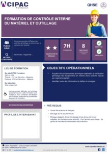 QHSE-Formation contrôle interne du matériel et outilage-1 jours